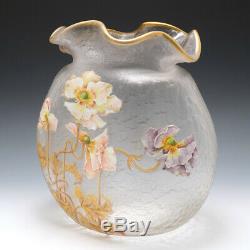 Very Large Signed Mont Joye Enamelled Vase c1900