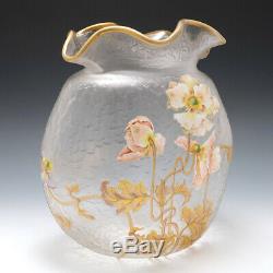 Very Large Signed Mont Joye Enamelled Vase c1900