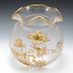 Very Large Signed Mont Joye Enamelled Vase c1900