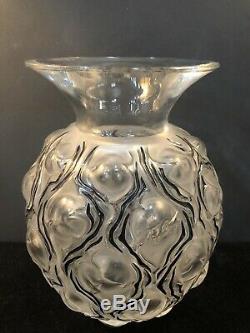 Very Rare Large Lalique Thorns Vase withBlack Enamel Excellent Condition