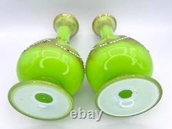 Victorian French Green Opaline Jewel Vases (Pair of 2) As Found 10