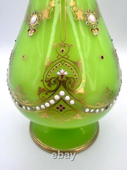 Victorian French Green Opaline Jewel Vases (Pair of 2) As Found 10
