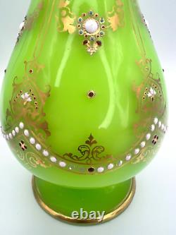 Victorian French Green Opaline Jewel Vases (Pair of 2) As Found 10
