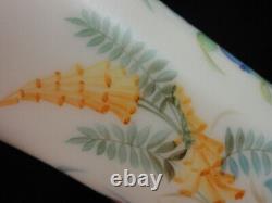 Victorian French Opaline Hand Painted FOXGLOVE COSMOS IRIS Floral Art Glass Vase