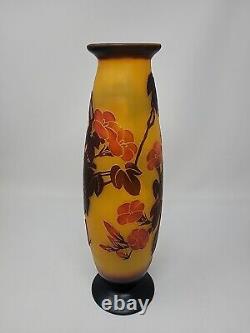 Vintage 14 Emile Galle Reproduction Cameo Art Nouveu Glass Vase