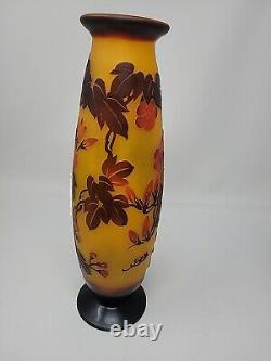 Vintage 14 Emile Galle Reproduction Cameo Art Nouveu Glass Vase