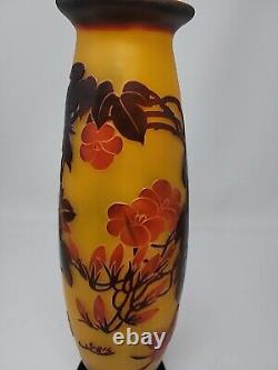 Vintage 14 Emile Galle Reproduction Cameo Art Nouveu Glass Vase