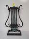 Vintage/Antique 1930's French Deco Art Glass Vase inside Wrought Iron stand