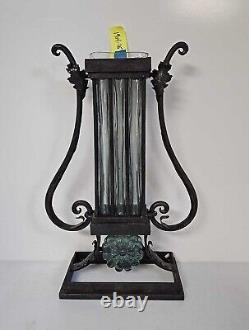 Vintage/Antique 1930's French Deco Art Glass Vase inside Wrought Iron stand