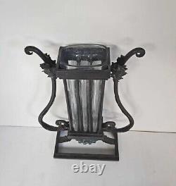 Vintage/Antique 1930's French Deco Art Glass Vase inside Wrought Iron stand