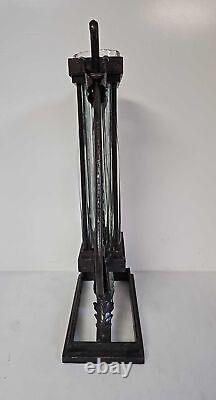 Vintage/Antique 1930's French Deco Art Glass Vase inside Wrought Iron stand