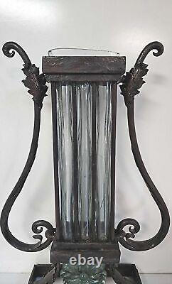 Vintage/Antique 1930's French Deco Art Glass Vase inside Wrought Iron stand