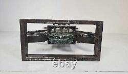 Vintage/Antique 1930's French Deco Art Glass Vase inside Wrought Iron stand
