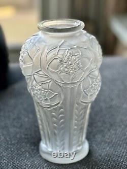 Vintage Art Deco French Frosted Glass Vase 10 Made in France