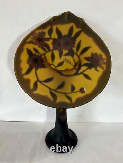 Vintage Art French Glass EMELIE GALLE Style Jack in the Pulpit 17 Tall Vase