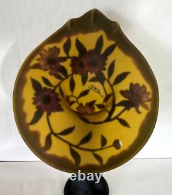 Vintage Art French Glass EMELIE GALLE Style Jack in the Pulpit 17 Tall Vase