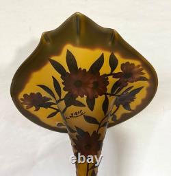 Vintage Art French Glass EMELIE GALLE Style Jack in the Pulpit 17 Tall Vase