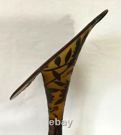 Vintage Art French Glass EMELIE GALLE Style Jack in the Pulpit 17 Tall Vase