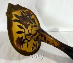 Vintage Art French Glass EMELIE GALLE Style Jack in the Pulpit 17 Tall Vase