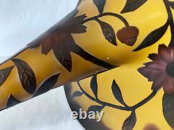 Vintage Art French Glass EMELIE GALLE Style Jack in the Pulpit 17 Tall Vase