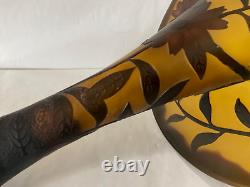 Vintage Art French Glass EMELIE GALLE Style Jack in the Pulpit 17 Tall Vase
