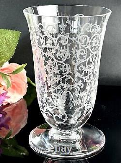 Vintage Baccarat Etched Mid Century Modern Vase 6H Erna France