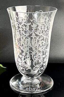 Vintage Baccarat Etched Mid Century Modern Vase 6H Erna France