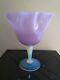 Vintage Beautiful 1950's Large French Opaline Glass Vase Lilac & White Pastel