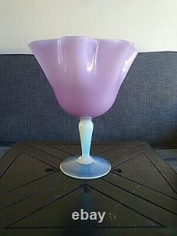 Vintage Beautiful 1950's Large French Opaline Glass Vase Lilac & White Pastel