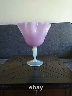 Vintage Beautiful 1950's Large French Opaline Glass Vase Lilac & White Pastel