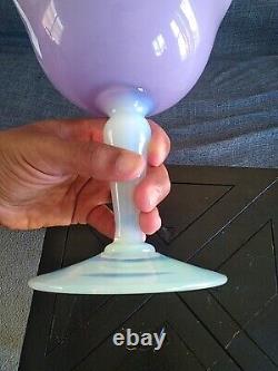 Vintage Beautiful 1950's Large French Opaline Glass Vase Lilac & White Pastel