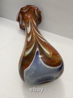 Vintage Biot Glass Multicolor French Vase signed Z D Biot France 12
