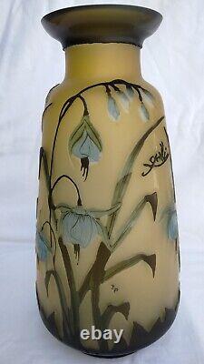 Vintage Cameo Glass Vase or Urn in the Style of French Glass Artist Emile Galle
