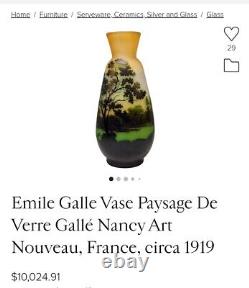 Vintage Cameo Glass Vase or Urn in the Style of French Glass Artist Emile Galle