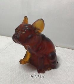 Vintage Czech Amber Glass Large French Bull Dog Paper Weight Like Cracker Charm