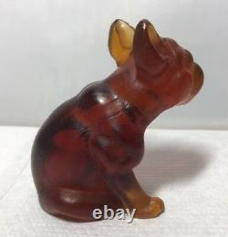 Vintage Czech Amber Glass Large French Bull Dog Paper Weight Like Cracker Charm