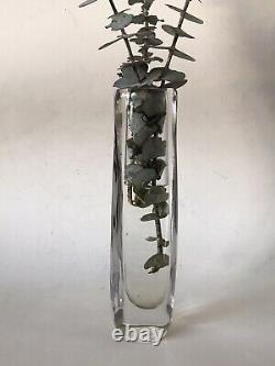 Vintage Daum French Crystal Glass Vase -signed- France Art Nouveau Modern