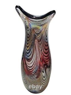 Vintage Dussica France Mouth Blown Art Glass Vase In A Millefiori Style