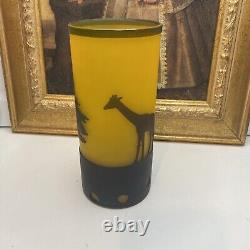 Vintage Emile Galle Reproduction French Cameo Glass Vase Art Nouveau Giraffe 7H