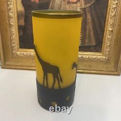 Vintage Emile Galle Reproduction French Cameo Glass Vase Art Nouveau Giraffe 7H