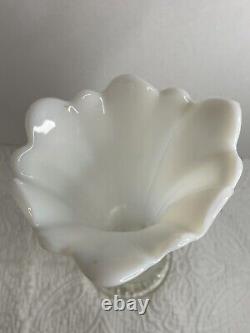 Vintage Fenton Art Glass French Opalescent Ribbed Swung Vase