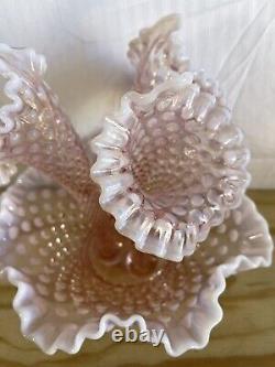 Vintage Fenton French Opalescence and Hobnail three horn Epergne