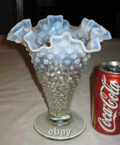 Vintage Fenton French White Opalescent Hobnail Art Glass Flower Garden Vase Mint