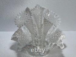 Vintage Fenton French White Opalescent Hobnail Glass Horn Epergne. 10.5 Dia F18