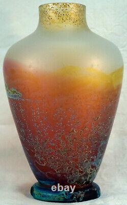 Vintage French Art Glass Galle style Cameo Vase Nice Scenery