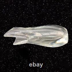 Vintage French Art Glass Vase Faceted Lip Clear Glass 8T 3W