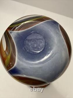 Vintage French Biot Glass Multicolor Vase signed Z D Biot France 12