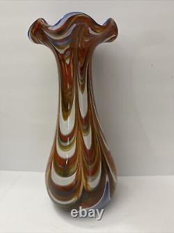 Vintage French Biot Glass Multicolor Vase signed Z D Biot France 12