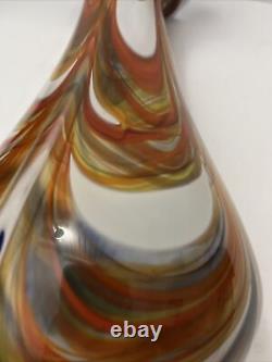 Vintage French Biot Glass Multicolor Vase signed Z D Biot France 12