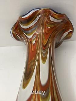 Vintage French Biot Glass Multicolor Vase signed Z D Biot France 12